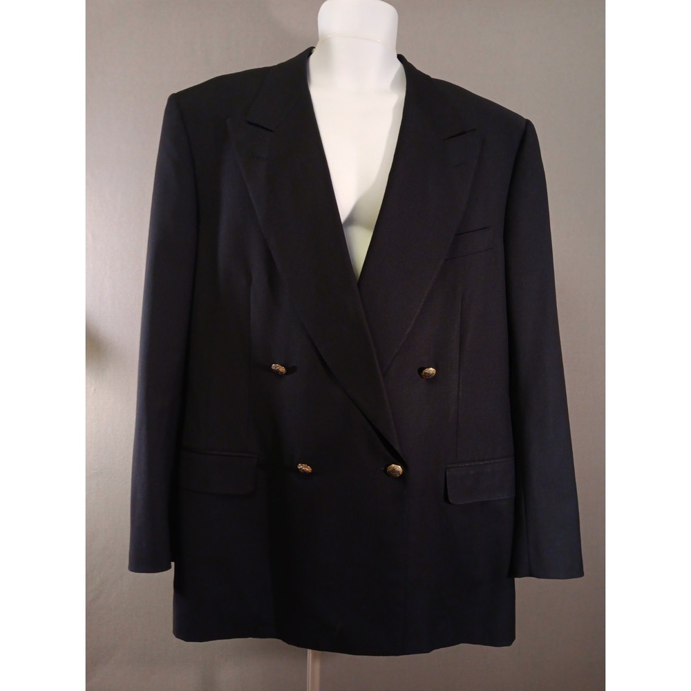 Vintage Christian Dior Monsieur Blazer Black Double Breasted Super 120s 44L VTG